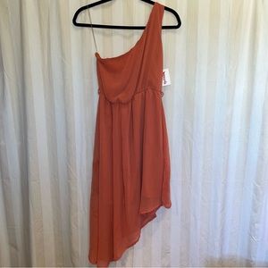 One Shoulder High Low Coral Dress